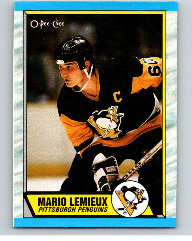 1989-90 O-Pee-Chee Box Bottoms #A Mario Lemieux Penguins  V66691 Image 1