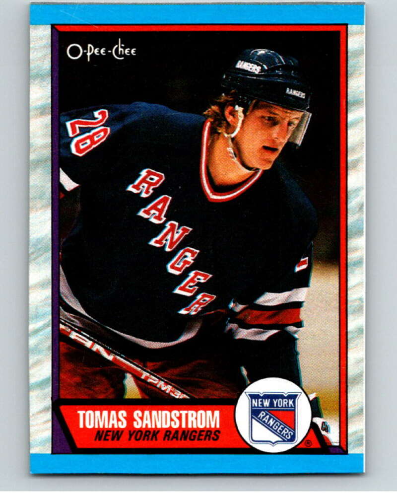 1989-90 O-Pee-Chee Box Bottoms #C Tomas Sandstrom Rangers  V66695 Image 1
