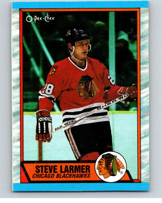 1989-90 O-Pee-Chee Box Bottoms #J Steve Larmer Blackhawks  V66703 Image 1