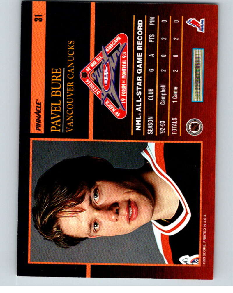 1993-94 Pinnacle All-Stars Canadian #31 Pavel Bure Canucks  V66835 Image 2
