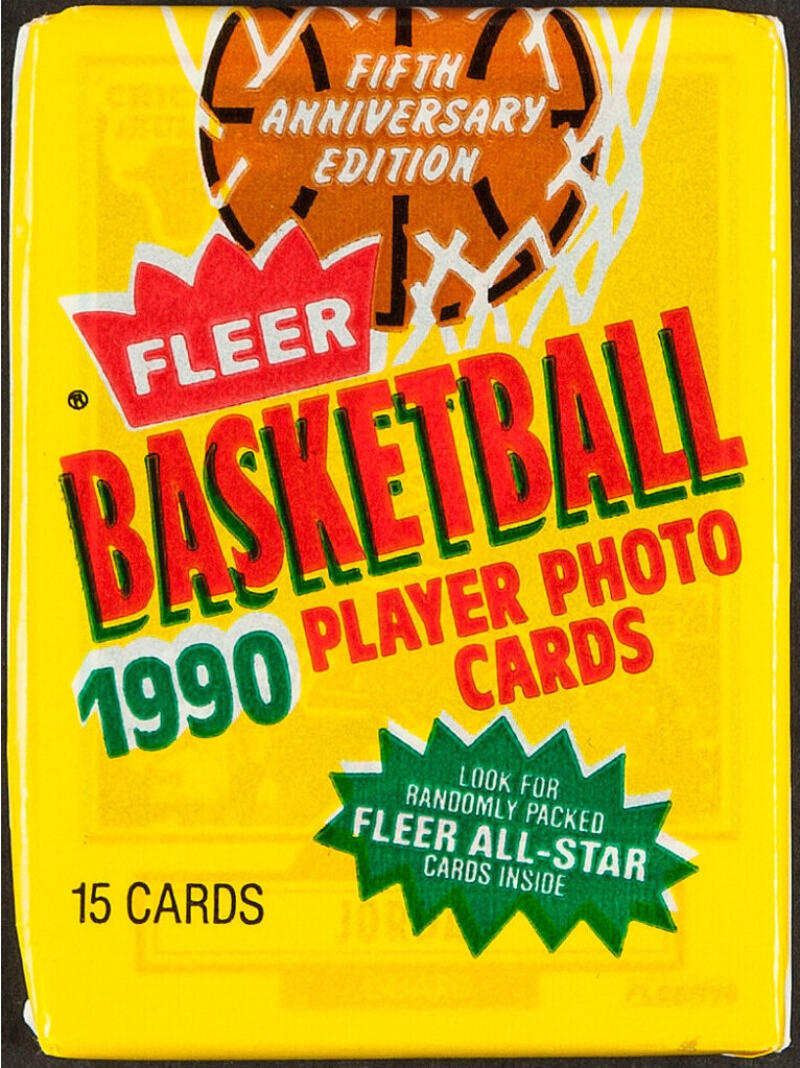 1990-91 Fleer Basketball Trading Card Wax Pack - Sealed from Box - 15 cards Image 1