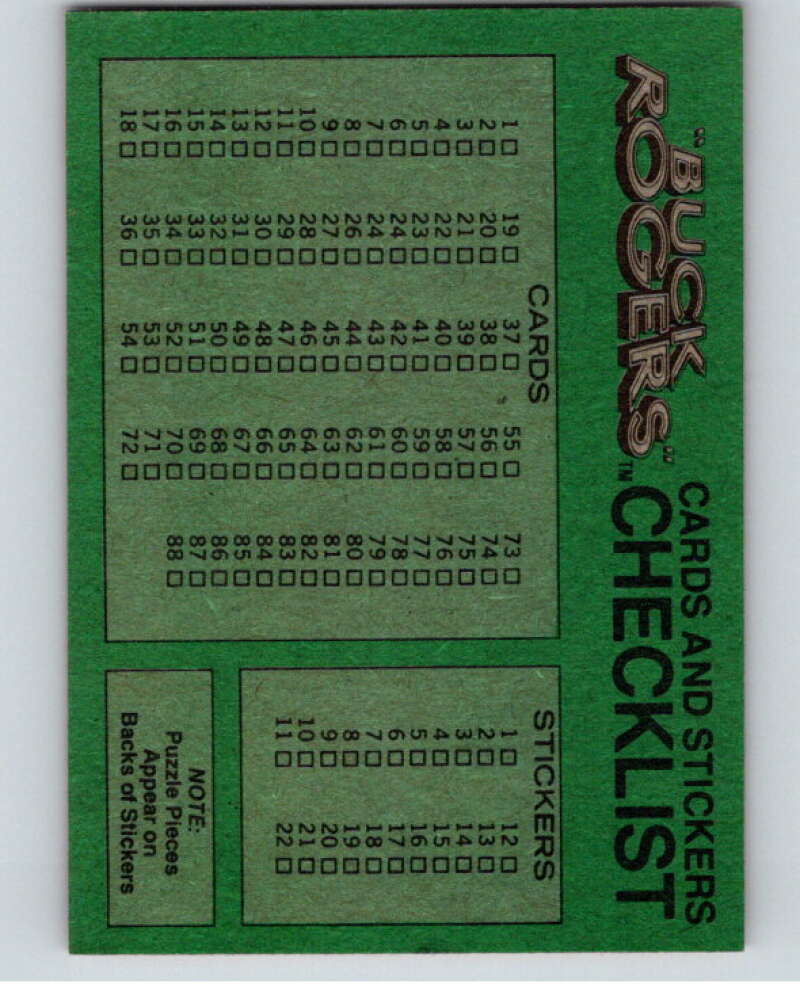 1979 Topps Buck Rogers #1 Card Series Checklist   V68448 Image 2