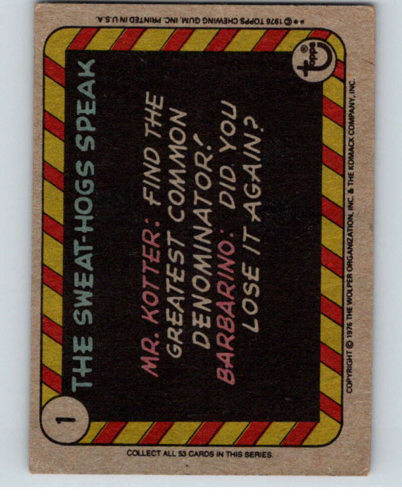 1976 Topps Welcome Back Kotter #1 Up your nose..  V68511 Image 2