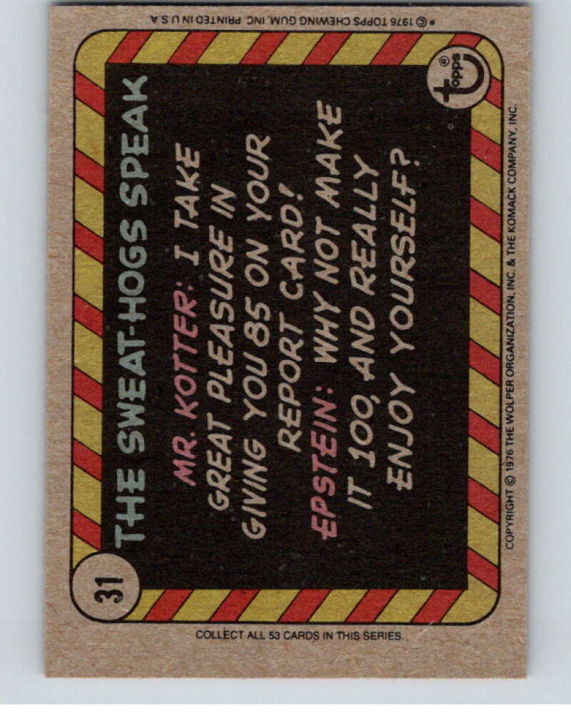 1976 Topps Welcome Back Kotter #31 From the shores of..   V68527 Image 2
