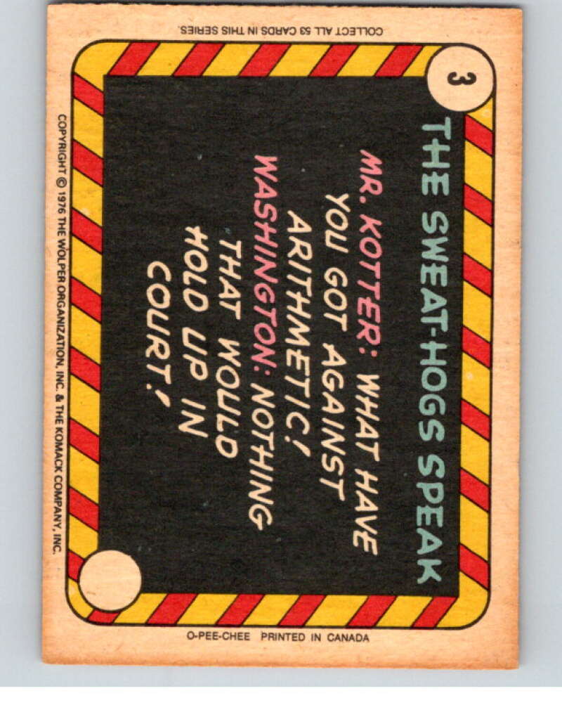 1976 OPC Welcome Back Kotter #3 Three O'clock..  V68538 Image 2