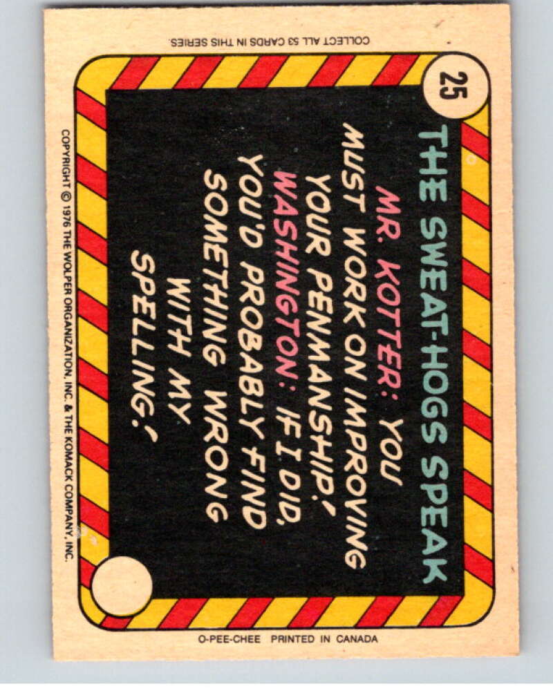 1976 OPC Welcome Back Kotter #25 A Double Line..  V68551 Image 2