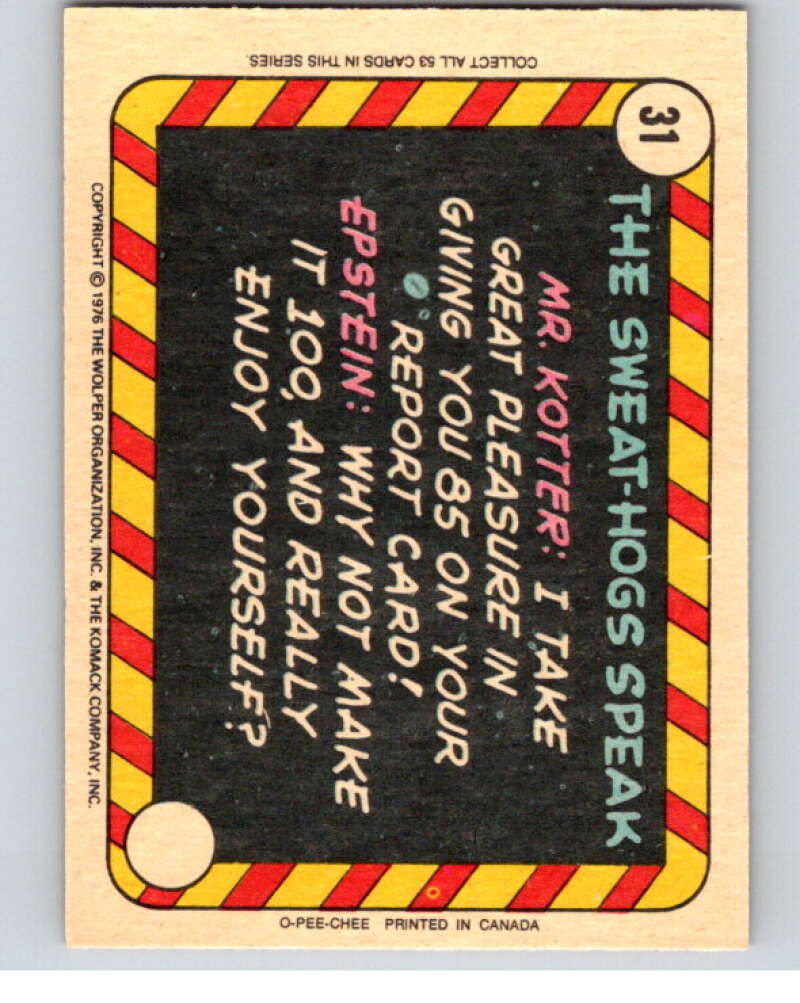 1976 OPC Welcome Back Kotter #31 From the shores of..  V68557 Image 2