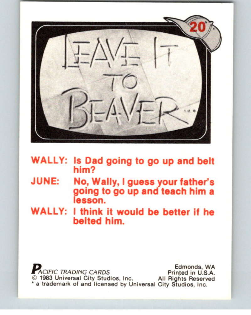 1983 Leave It to Beaver #20 Ward's Baseball  V68726 Image 2