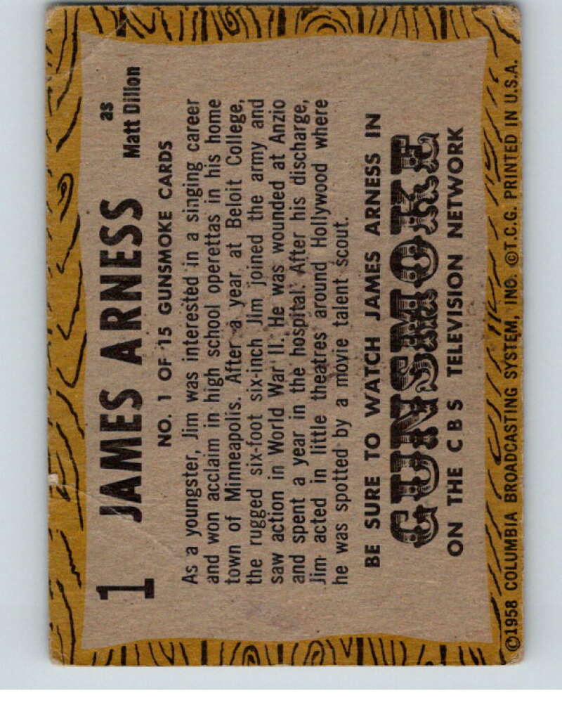 1958 TV Westerns #1 James Arness as Matt Dillon  V68803 Image 2