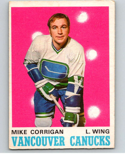 1970-71 O-Pee-Chee #227 Mike Corrigan  RC Rookie Vancouver Canucks  V68955 Image 1