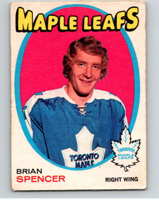 1971-72 O-Pee-Chee #198 Brian Spencer  RC Rookie Leafs  V68980 Image 1