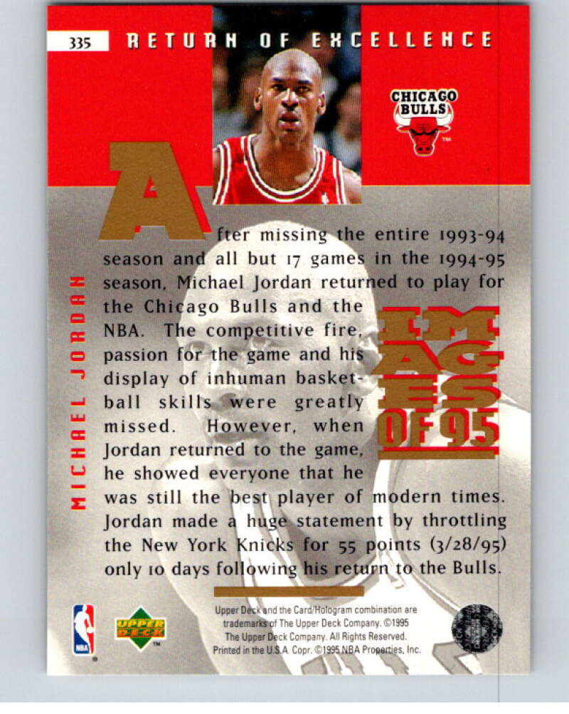 1995-96 Upper Deck #335 Michael Jordan  Chicago Bulls  V69001 Image 2