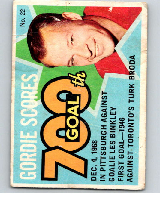 1968-69 O-Pee-Chee Puck Stickers #22 Gordie Howe 700th Goal  V69035 Image 1