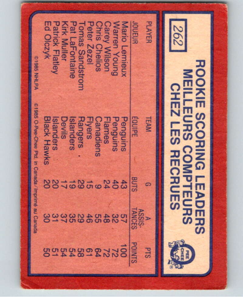 1985-86 O-Pee-Chee #262 Mario Lemieux LL  Pittsburgh Penguins  V69040 Image 2