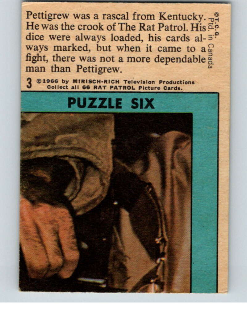1966 OPC Rat Patrol #3 Pettigrew was a rascal from Kentucky   V69170 Image 2