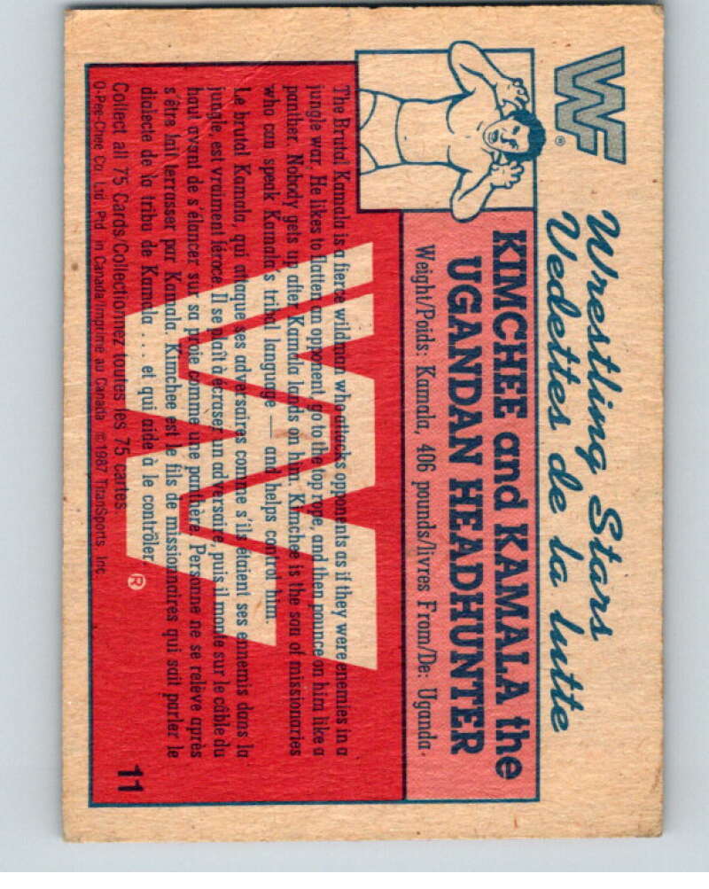 1987 O-Pee-Chee WWF #11 Kimchee/Kamala   V69418 Image 2