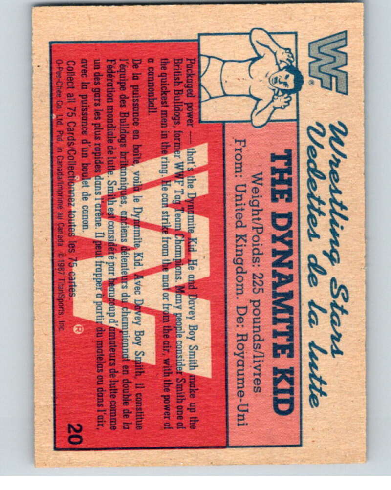 1987 O-Pee-Chee WWF #20 The Dynamite Kid   V69453 Image 2