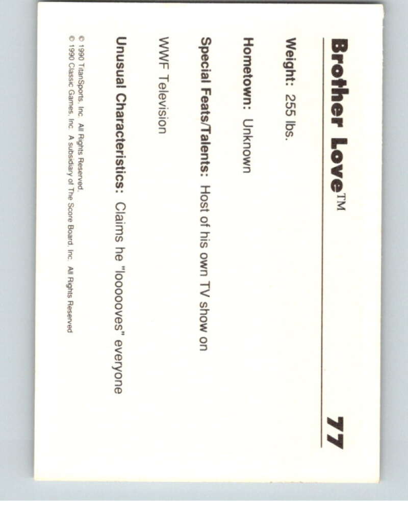 1990 Classic WWF #77 Brother Love    V69677 Image 2