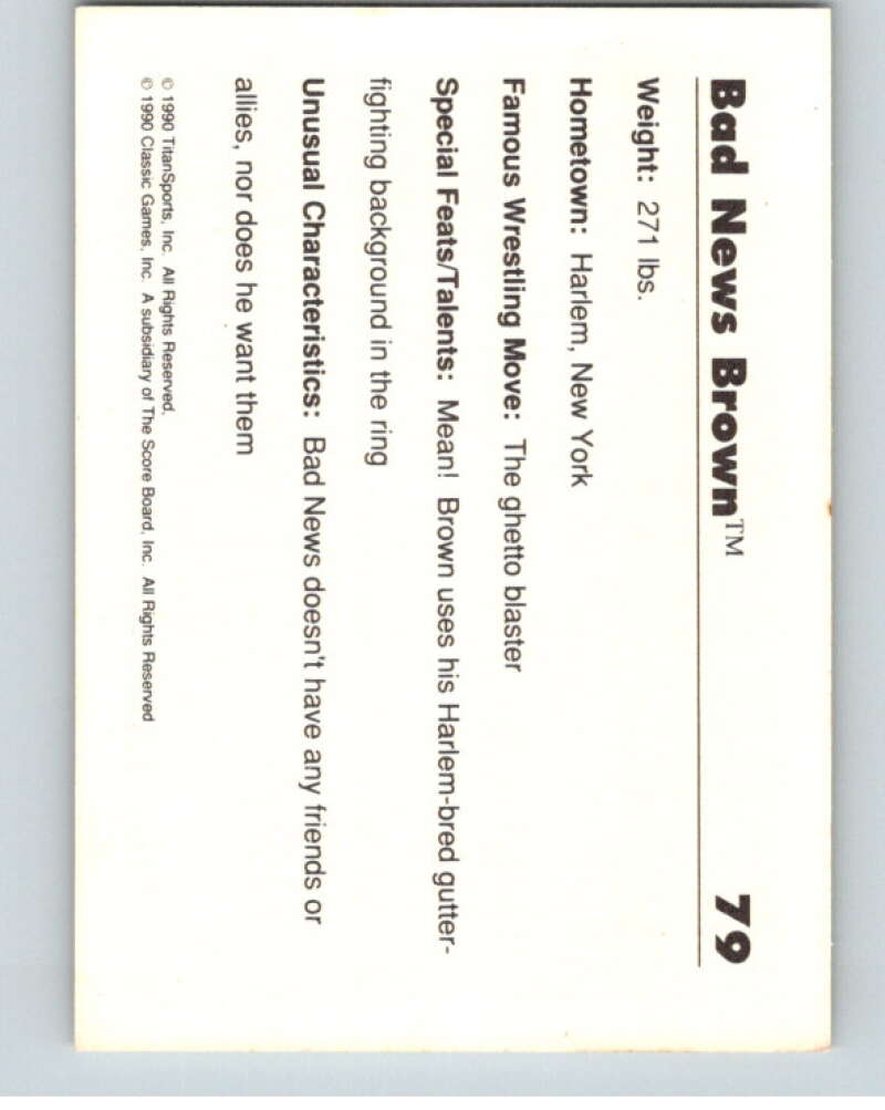 1990 Classic WWF #79 Bad News Brown    V69682 Image 2