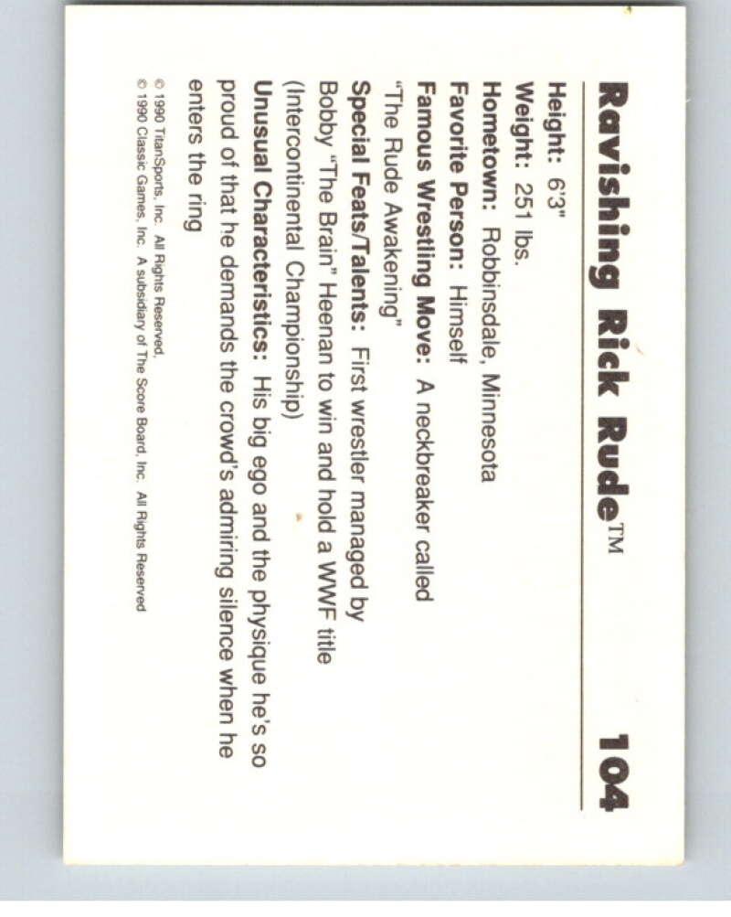 1990 Classic WWF #104 Ravishing Rick Rude    V69690 Image 2