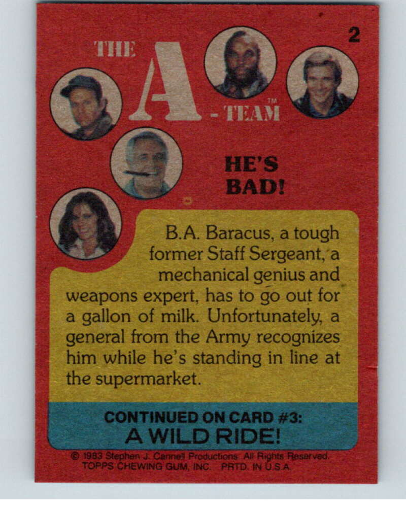 1983 Topps A-Team  #2 He's Bad   V69756 Image 2