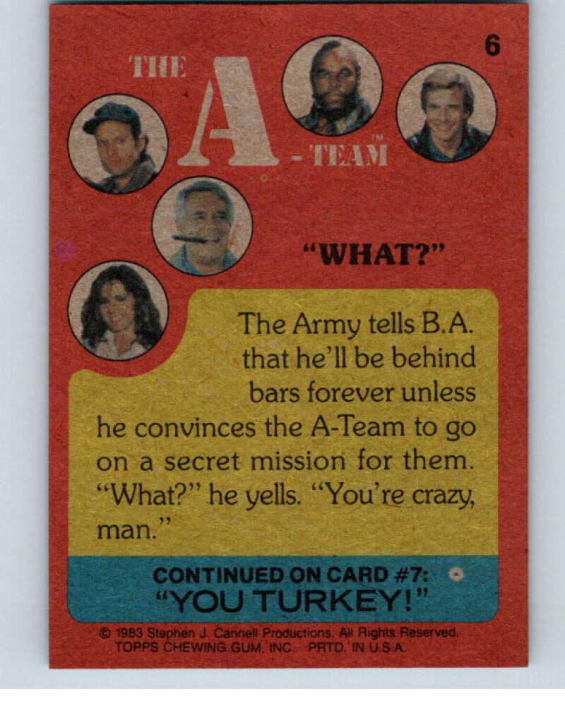 1983 Topps A-Team  #6 What   V69760 Image 2