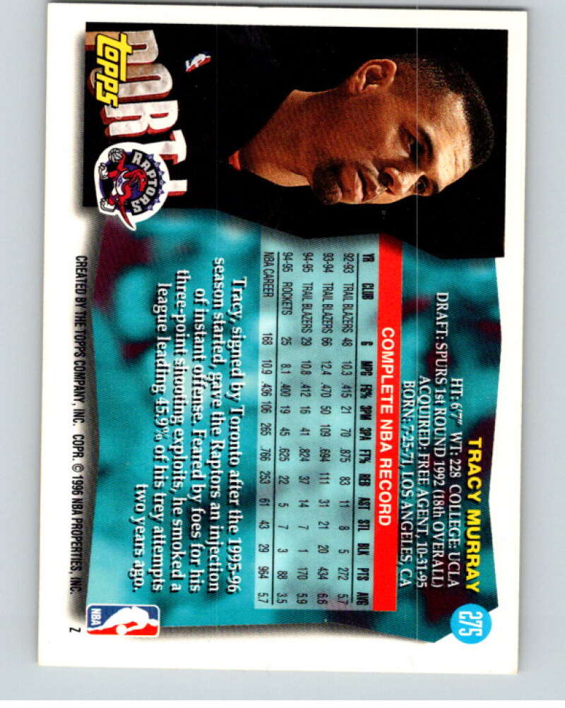 1995-96 Topps NBA #275 Tracy Murray  Toronto Raptors  V70511 Image 2