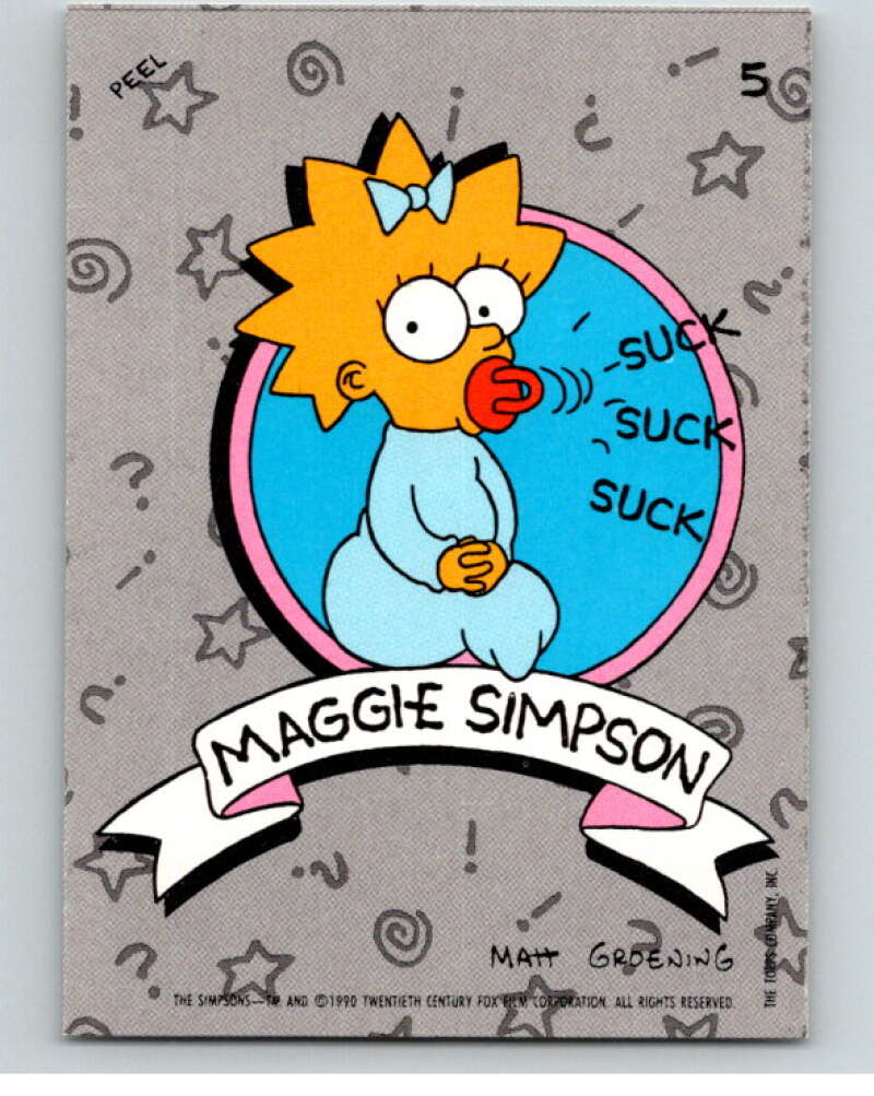 1990 The Simpsons Stickers #5 Maggie Simpson  V70643 Image 1