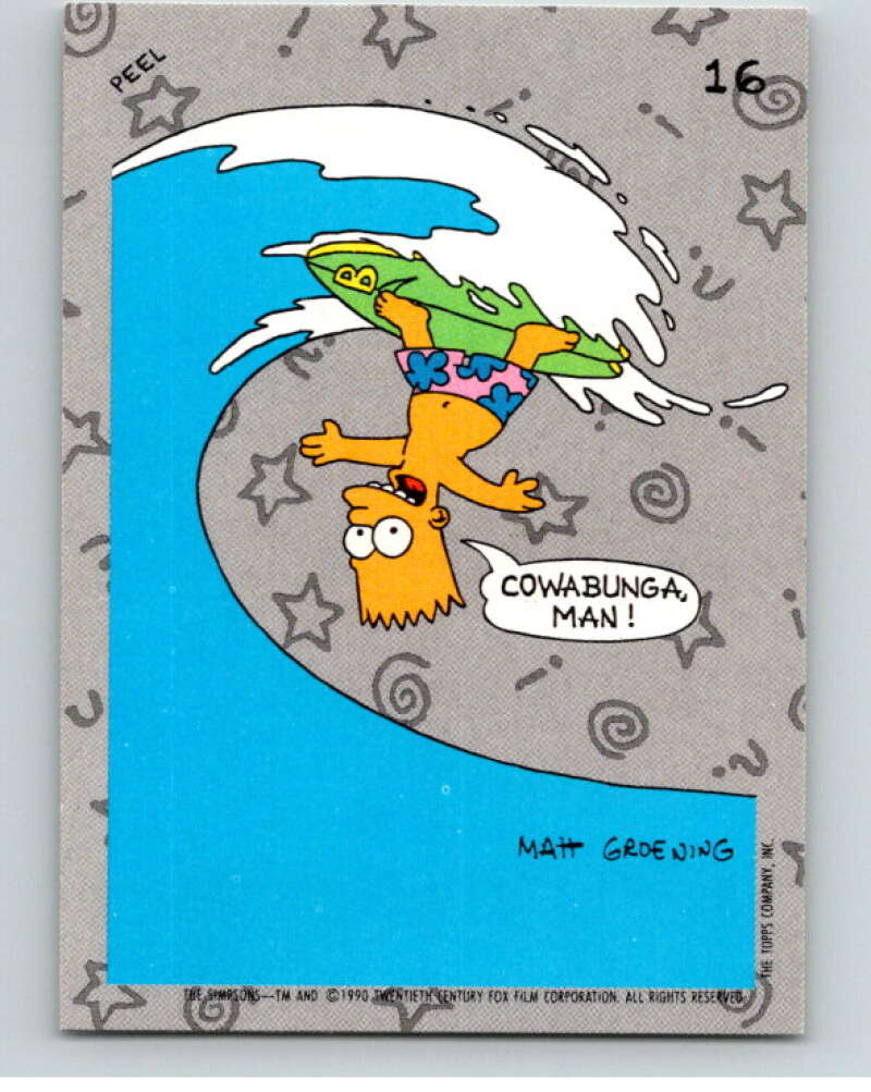 1990 The Simpsons Stickers #16 Cowabunga, Man  V70650 Image 1
