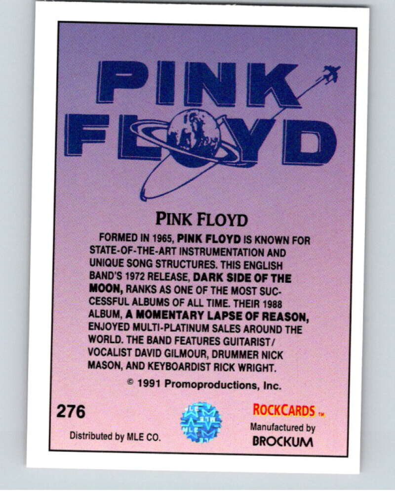 1991 Brockum Rock Cards #276 Pink Floyd   V70754 Image 2