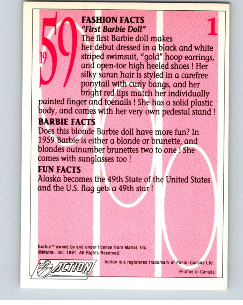 1991 Another First for Barbie 1959 Year  V70787 Image 2