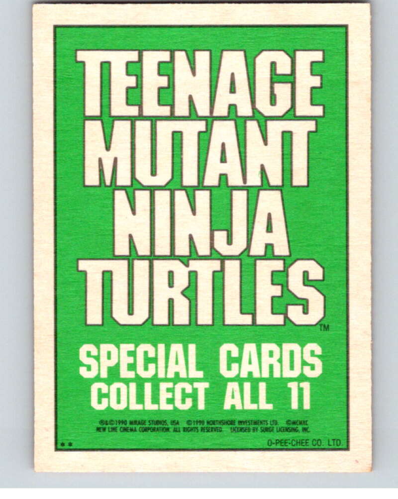 1990 O-Pee-Chee Teenage Mutant Ninja Turtles Movie Special #9 Card  V71402 Image 2