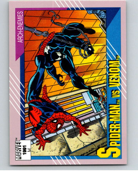 1991 Impel Marvel Universe #91 Spider-Man vs. Venom   V71563 Image 1