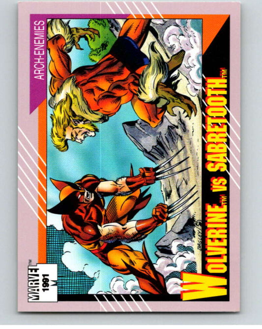 1991 Impel Marvel Universe #93 Wolverine vs. Sabretooth   V71566 Image 1