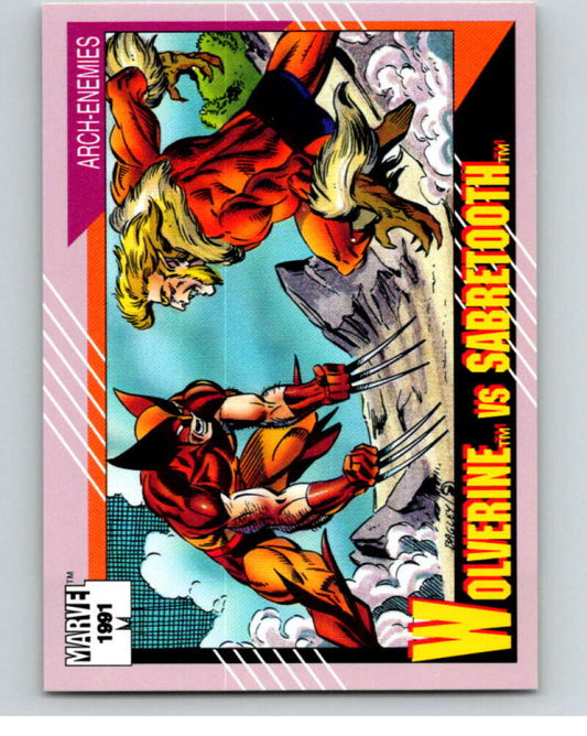 1991 Impel Marvel Universe #93 Wolverine vs. Sabretooth   V71567 Image 1