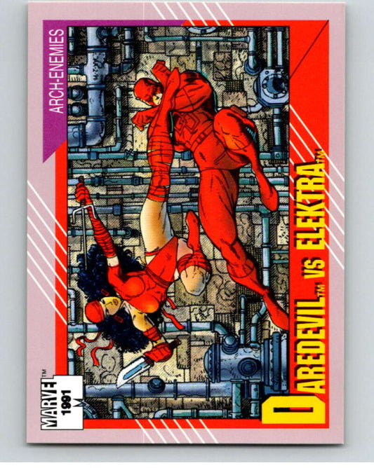 1991 Impel Marvel Universe #95 Daredevil vs. Elektra   V71572 Image 1