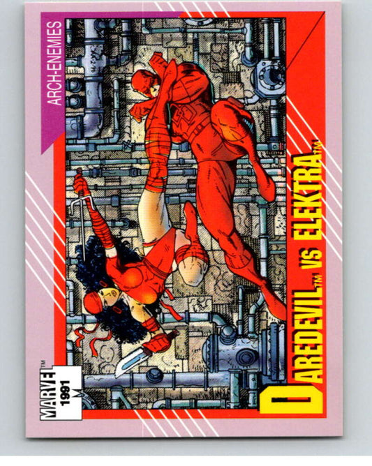 1991 Impel Marvel Universe #95 Daredevil vs. Elektra   V71574 Image 1