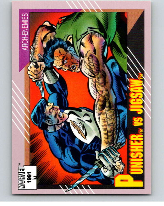 1991 Impel Marvel Universe #100 Punisher vs. Jigsaw   V71579 Image 1