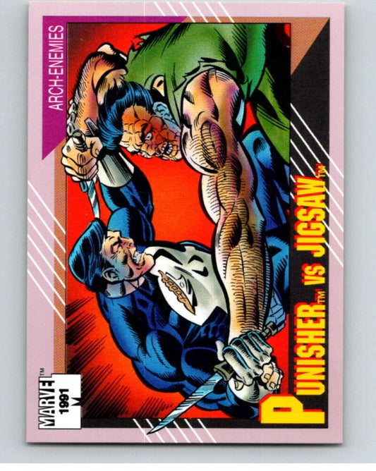 1991 Impel Marvel Universe #100 Punisher vs. Jigsaw   V71581 Image 1
