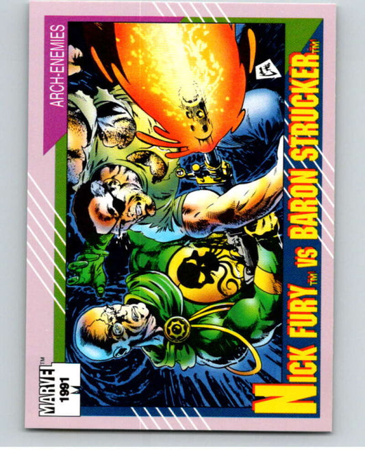 1991 Impel Marvel Universe #111 Nick Fury vs. Baron Strucker   V71603 Image 1