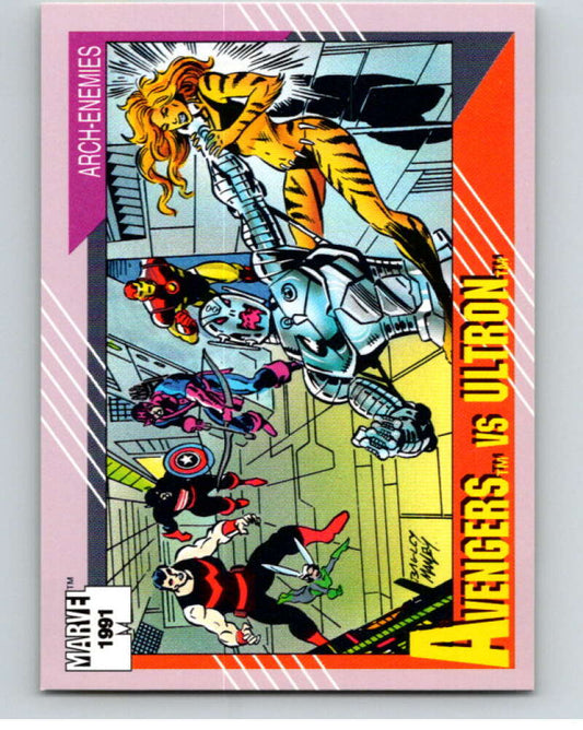 1991 Impel Marvel Universe #114 Avengers vs. Ultron   V71606 Image 1