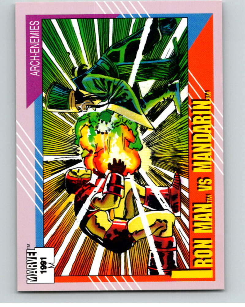 1991 Impel Marvel Universe #118 Iron Man vs. Mandarin   V71613 Image 1