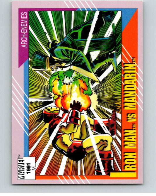 1991 Impel Marvel Universe #118 Iron Man vs. Mandarin   V71615 Image 1