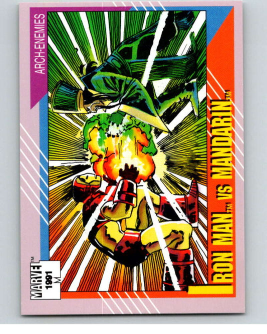1991 Impel Marvel Universe #118 Iron Man vs. Mandarin   V71616 Image 1