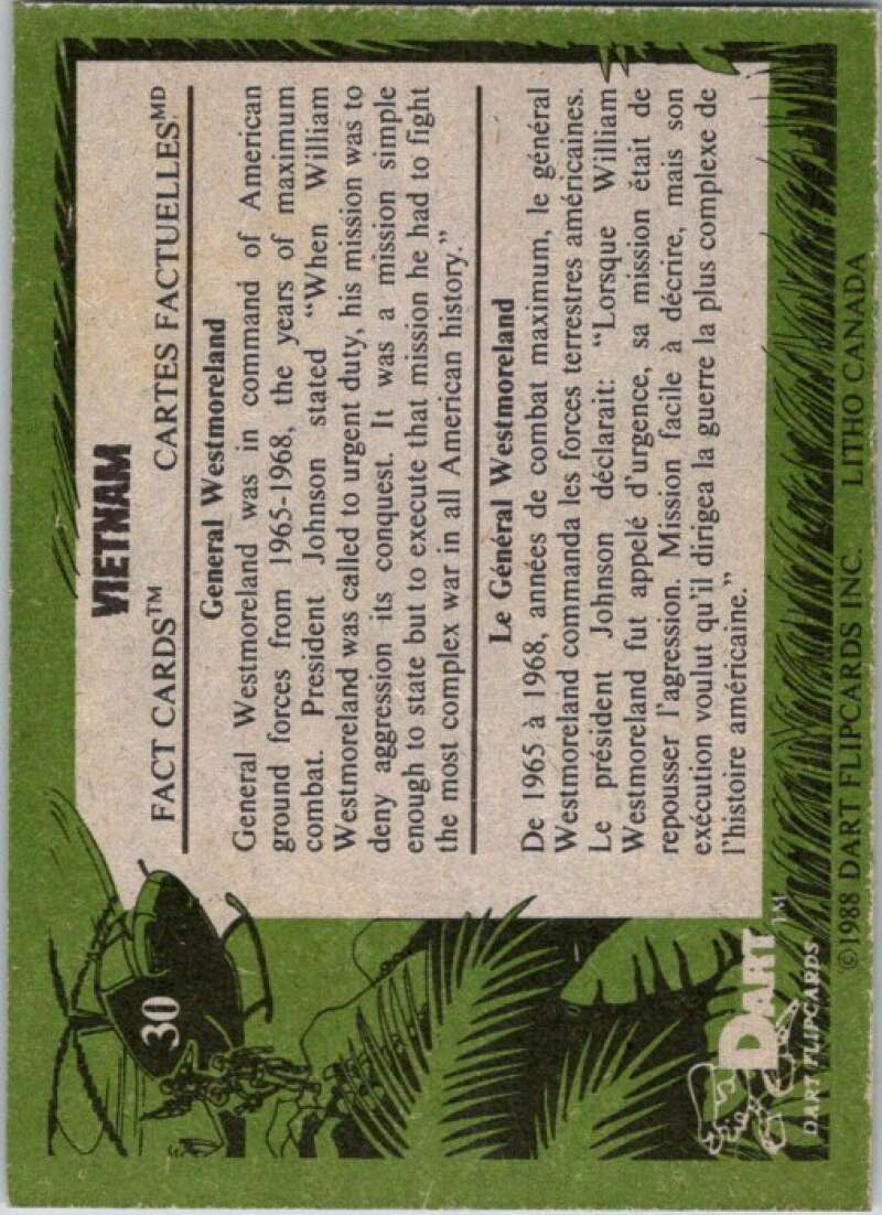 1988 Dart Flipcards Vietnam Facts Series I #30 Vietnam  V72189 Image 2