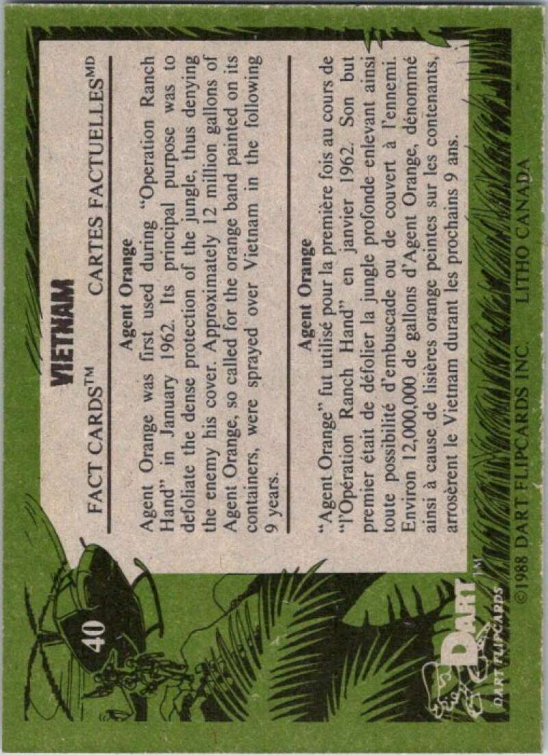 1988 Dart Flipcards Vietnam Facts Series I #40 Vietnam  V72212 Image 2