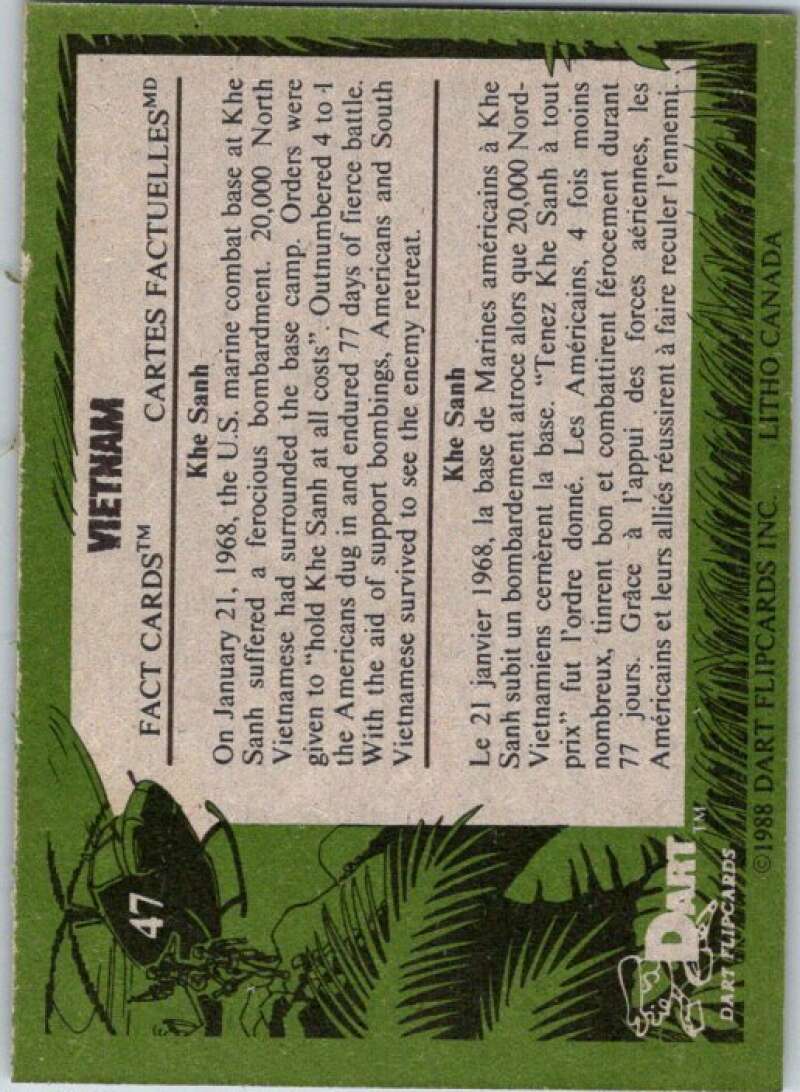 1988 Dart Flipcards Vietnam Facts Series I #47 Vietnam  V72230 Image 2