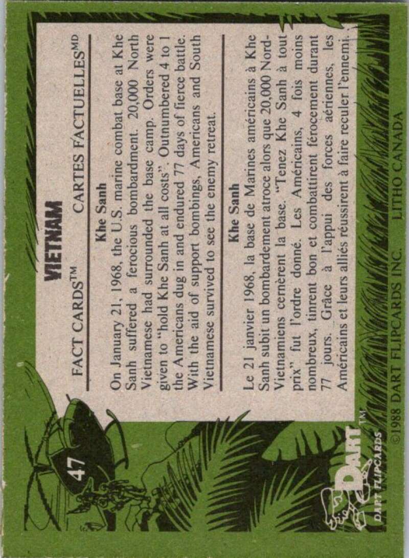 1988 Dart Flipcards Vietnam Facts Series I #47 Vietnam  V72231 Image 2