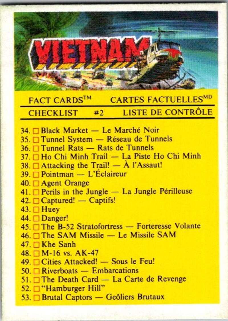 1988 Dart Flipcards Vietnam Facts Series I #66 Vietnam  V72284 Image 1