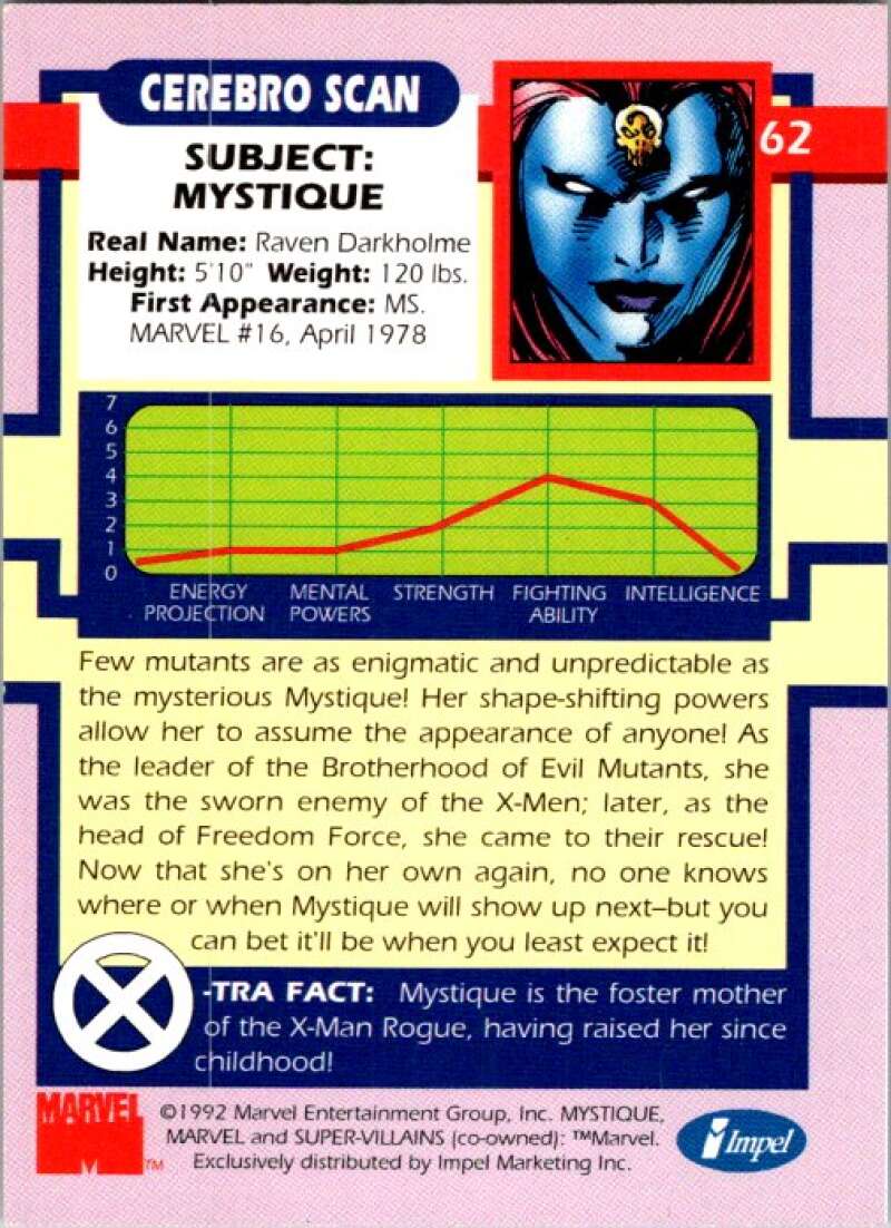 1992 Impel X-Men #62 Mystique   V72560 Image 2